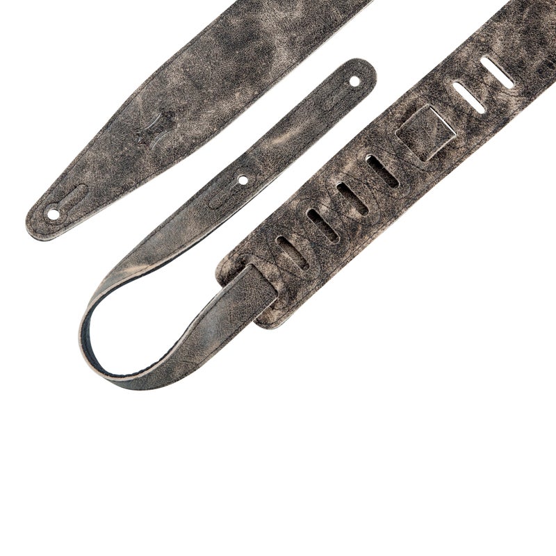Levy's Leathers 2.5" Garment Leather Guitar Strap Distressed Design; Black (MG317BOG-BLK) - Image 2